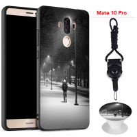 มาใหม่ล่าสุดเคสซิลิโคนนิ่มสำหรับโทรศัพท์เคสสำหรับหัวเหว่ย Huawei Mate 10 Pro มีขาตั้งโทรศัพท์ลวดลายและเชือกเหมือนกัน