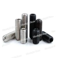 5-50pcs DIN916 304 สแตนเลสสีดำเกรด 12.9 เหล็ก HEX ซ็อกเก็ตซ็อกเก็ตอัลเลนถ้วยจุด Grub สกรูชุด bolt-Faewer