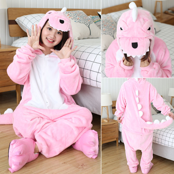 ฤดูหนาวผู้ใหญ่สัตว์ไดโนเสาร์-onesies-ผู้หญิงผู้ชายชุดนอน-kigurumi-ตะเข็บแพนด้า-pikachu-สัตว์การ์ตูนเครื่องแต่งกายเหมาะสมชุดนอน