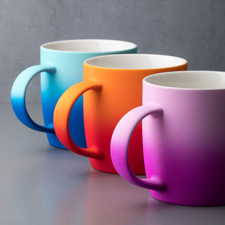 ถ้วยในฝันไล่ระดับสีแก้วกาแฟถ้วยเซรามิคสร้างสรรค์ของขวัญโฆษณาเหยือกแก้วเซรามิค-engravingqianfun