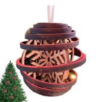 Wooden Christmas Tree Ornaments 3D Wooden Snowflake Ornament Christmas Ball Tree Decor Dual Spiral Snowflakes Exquisite And Sturdy For Window Door Fireplace Christmas Tree security