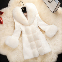 The New Thicken Middle-aged Female Fox Collar Keep Warm Overcoat Long Faux Fur Coat Coats and Jackets Women