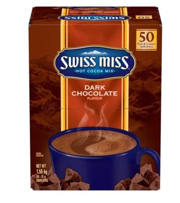 Swiss Miss Dark Chocolate Sensation Hot Cocoa Mix สวิสมิส ดาร์ก ช็อคโกแลต หวานน้อย ช็อคโกแลตเข้มข้นขนาดใหญ่สุดคุ้ม 1 กล่องใหญ่มี 50 ซอง น้ำหนัก 1.68 Kg สินค้าพร้อมส่ง ไม่ต้องรอ Pre-Order