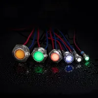 6mm 8mm 12mm 16mm 19mm Metal LED Warning indicator light Waterproof IP67 Signal Lamp Pilot Wires switch 3V 5V 12V 220V Red Blue