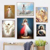 ☑ Christ Religious Belief Series พระเยซูโปสเตอร์ภาพวาดผ้าใบพิมพ์ภาพผนังสำหรับห้องนั่งเล่น Church Home Decor Vintage