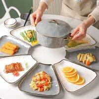 Light Luxury Reunion Tableware Soup Pot Plus Platter Combination Household Plate Set Dish Plate New Years Eve Dinner Plate