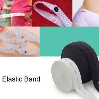 ❒◑ White Black Elastic Band With Button Hole 15mm 20mm 25mm Buttonhole Band Sewing Pants Waist Adjustable 5Meters 10Meters