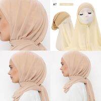 【YF】 Ramadan Instant Hijab Heavy Chiffon Jersey For Women Veil Muslim Fashion Cap Scarf Headscarf