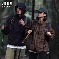 JEEP SPIRIT แจ็คเก็ตผู้ชาย,เสื้อโค้ทลายทางชาร์จสำหรับทั้งหญิงและชายชุดว่ายปีนเขากลางแจ้งมีฮู้ดและกันน้ำ