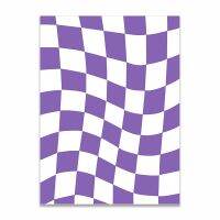 Modern Nordic Grid Checkerboard Design Wall Art ผ้าใบพิมพ์-ตกแต่งบ้านสไตล์สำหรับห้องนั่งเล่น0919