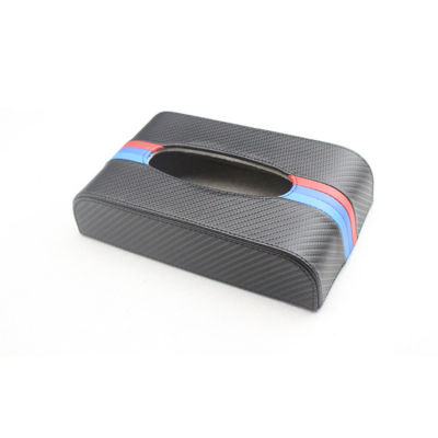 Carbon Fiber Texture Car Tissue Box Napkin Paper Holder M Stripe Emblem Sticker for BMW X1 X3 E46 E90 E60 F10 F30 F36 F20 E92 M3