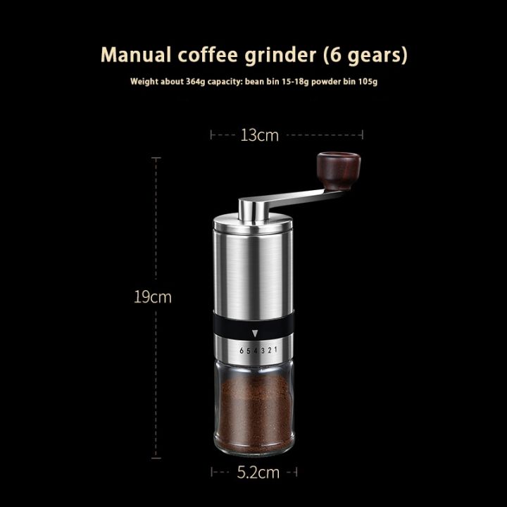 hot-new-เครื่องบดกาแฟแบบแมนนวล-hand-coffee-mill-withburrs-6-8การตั้งค่าที่ปรับได้เครื่องมือข้อเหวี่ยงมือแบบพกพาสำหรับ-home