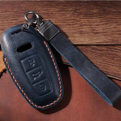 Leather Car Key Case Cover Keyring for Audi A1 A3 8V A4 B8 B9 A5 A6 C7 A7 A8 Q3 Q5 Q7 S4 S5 S6 S7 S8 R8 TT A4L 4m 8W TTS
