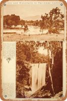 ป้ายดีบุกโลหะ1923 Rotogravure ออสเตรเลียภูมิทัศน์แม่น้ำ Murray Trentham น้ำตกวินเทจเครื่องตกแต่งฝาผนังศิลปะย้อนยุคป้ายดีบุกตกแต่งตลกสำหรับบ้านผับบาร์คาเฟ่ห้องโปสเตอร์โลหะ8X12นิ้ว