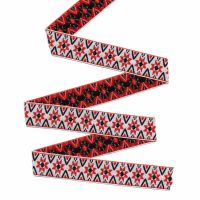 ZERZEEMOOY 1 25mm 10yard/lots 100% polyester Red Flower geometry Woven Jacquard Ribbon DIY Christmas ribbon Gift Wrapping  Bags