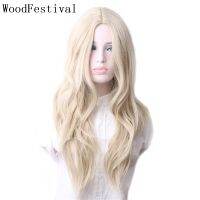 WoodFestival Womens Wigs Synthetic Hair Ombre Cosplay Wig Long Blonde Blue Pink Black Green Purple Brown Red Gray Colored Wavy