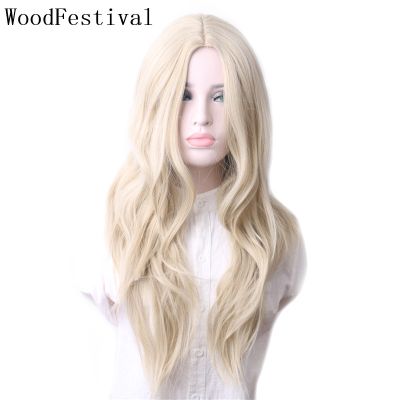 【LZ】♛⊙✉  WoodFestival Womens Wigs Synthetic Hair Ombre Cosplay Wig Long Blonde Blue Pink Black Green Purple Brown Red Gray Colored Wavy