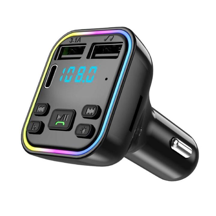 car-mp3-player-fm-transmitter-colored-lights-wireless-5-0-radio-receiver-with-u-disk-jack-type-c-pd-20w-and-qc-3-0-receiver-for-dual-usb-charger-hands-free-calling-here