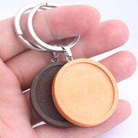 【CW】 5pcs Side Keychain Base Setting Blanks 30mm Dia Pendant Bezel Trays Diy Metal Keyring Accessories