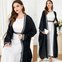 2ชิ้นชุดเปิด abaya ดูไบตุรกี Kaftan มุสลิมผู้หญิง kimono Cardigan Maxi ชุดอิสลาม Eid ramadan เสื้อคลุมอาหรับกลาง. ตะวันออกของโลก