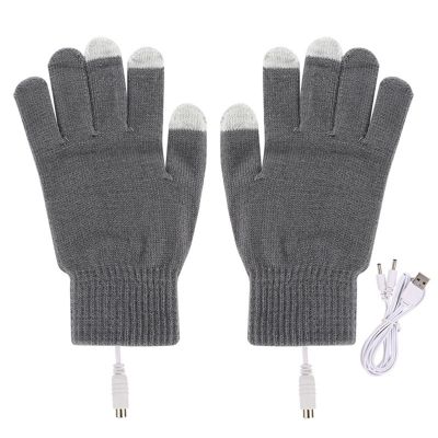 1 Pair Winter Practical Heated Riding Gloves USB Charging Warm Hand Gloves Outdoor Windproof Mitten