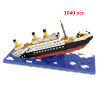 2023รุ่น Micro Buildings Blocks เรือ Cruise Ship Sinking Shipwreck Creative Diamond Construction Expert ของเล่นผู้ใหญ่ Gifts