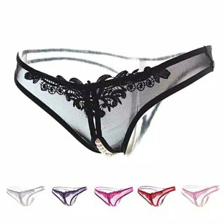 Celana Dalam Wanita Sexy Open Crotch Mutiara Pearl G String Lingerie Lazada Indonesia 1143