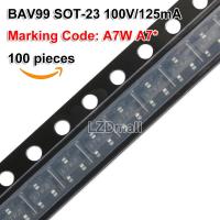 A7W BAV99 100ชิ้นรุ่น SOT-23 SOT23 100V 125mA SMD รหัสทำเครื่องหมายไดโอดสวิตซ์ชิง A7W A7 * ของใหม่ของแท้