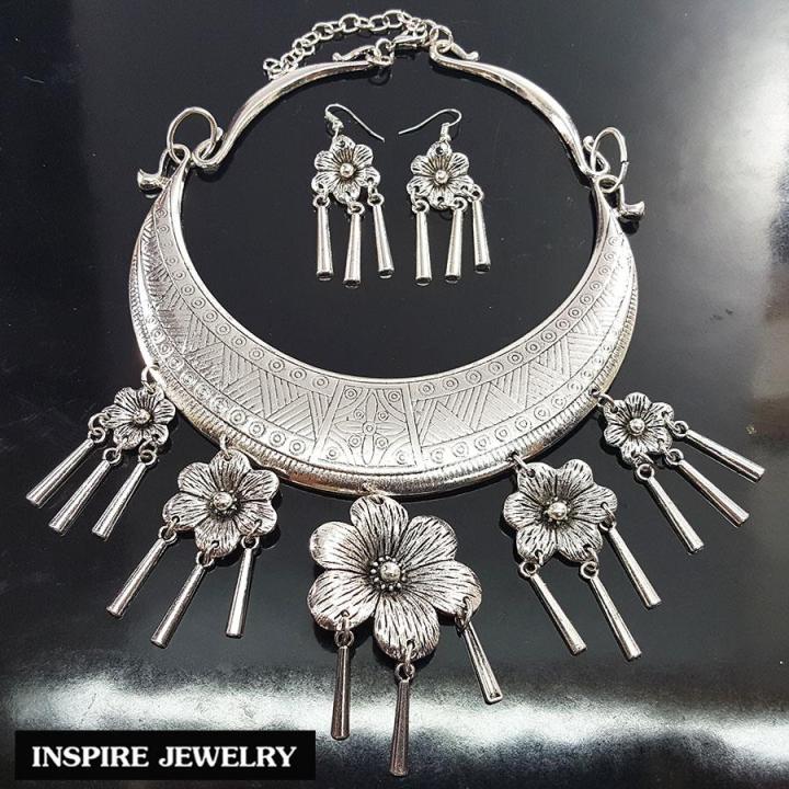 Inspire Jewelry ,ชุดเซ็ทสร้อยเทียมเงิน และต่างหูเทีมเงิน  สวยงาม