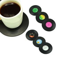 【CW】 Hot 6pieces / Set Spinning Vinyl Disc Drink Coasters