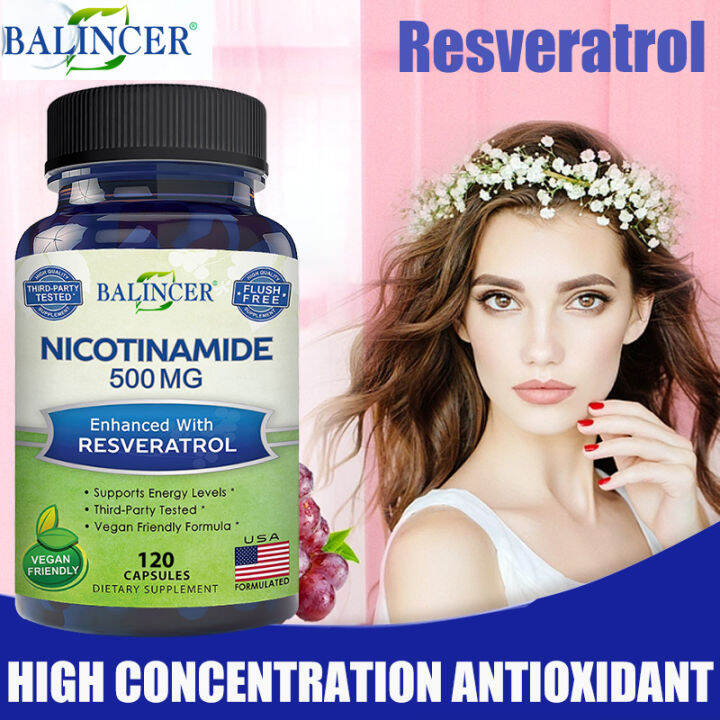 Niacinamide And Resveratrol Vitamin B3 500 Mg Supplement Pills To Support Nad Skin Cell