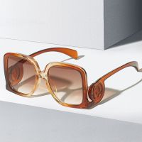 【lz】﹉ஐ❀  Óculos de sol grandes para mulheres e homens óculos de sol de metal quadrado retrô gradiente shades marca de luxo senhoras moda 2023