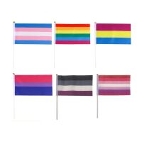 ☍ 10PCS/Set 14x21CM Gay Pride Flags Easy To Hold Mini Small Rainbow Flags with Flagpoles Home Decor Gay Friendly LGBT Flag