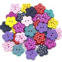 50pcs Flower/Star/Heart Button Two Holes Wooden Buttons For Clothing Dot Pattern Sew Scrapbooking DIY Clothes/Bags/Dresses Haberdashery