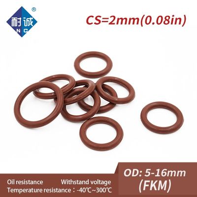 5PCS/Lot Fluorine Rubber Ring Brown FKM O Ring Seal OD5/6/7/8/9/10/11/12/13/14/15/16*2mm O-Ring Seal Ring Gaskets Washer Oil Gas Stove Parts Accessori