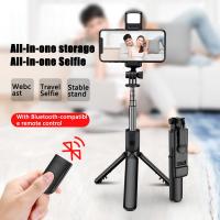 NEW Bluetooth Wireless Selfie Stick Mini Tripod Extendable Monopod with fill light Remote shutter For IOS Android Phone