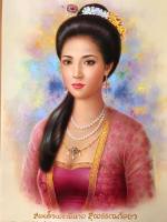 ภาพสีเคลือบมันอย่างดี รูปพระสุพรรณกัลยา 15X20 นิ้ว