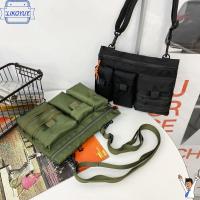 LIKOYUY ลำลองแบบสบายๆ กระเป๋า Crossbody มัลติฟังก์ชั่ ไนลอนทำจากไนลอน กระเป๋าแบบสะพายไหล่ แบบพกพาได้ กระเป๋าหลายช่อง กระเป๋าใส่เครื่องมือ สำหรับผู้ชาย