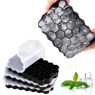 Reusable Ice Cube Maker  Food Grade Silicone Ice Cube Mold Trays Free 37 Cavity Honeycomb Diy Bar Pub Wine Ice Blocks Ice Maker Ice Cream Moulds