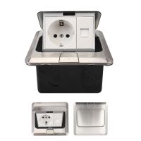 ♧ 250V 16A Pop-Up Floor Socket Aluminum Alloy Box USB RJ45 Internet Outlet Waterproof 2 Way Power Outlet Europe Standard Socket