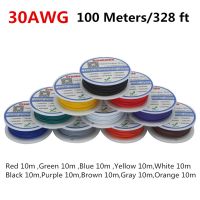 [HOT JJRQQZLXDEE 574] UL1007เมตร/ล็อต100สี30AWG ไฟฟ้า10สีสายพีวีซีชุบดีบุกทองแดงสายไฟฟ้าสายเคเบิลลวดสายเคเบิล LED ฉนวนรับรอง UL