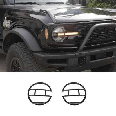 2PCS Car Front Headlight Lamp Cover Guard Decoration Stickers Replacement Parts for Ford Bronco 2021 2022 2023 Accessories