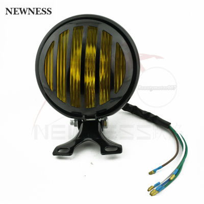 Universal Retro Metal Motorcycle Headlight Round 5 Inch 35W 12V with Holder Grill Cover for Harley Suzuki High Quality