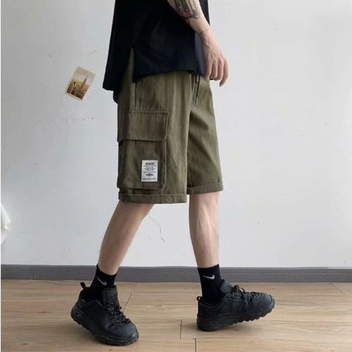 2022-summer-techwear-shorts-mens-hong-kong-style-students-handsome-straight-fifth-pants-korean-trend-loose-baggy-casual-trouser