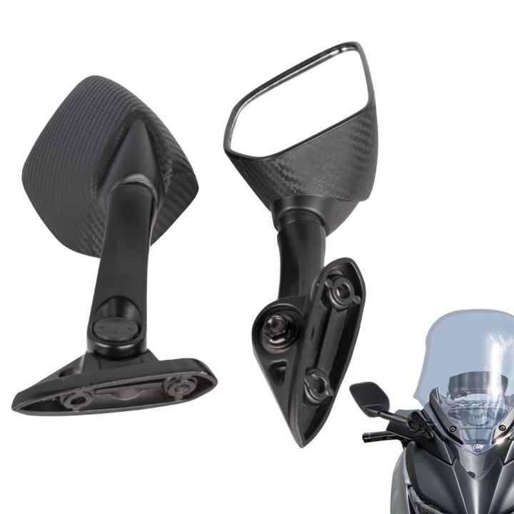 สำหรับ-yamaha-xmax-300-400-125-250-2017-2018-2019กระจกข้างมอเตอร์ไซค์สีดำกระจกมองหลังพลาสติกสีดำมอเตอร์ไซค์ตกแต่ง