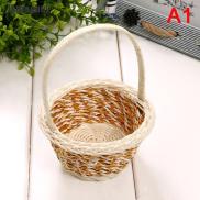 Jettingbuy Woven Flower Basket Hand-Held Basket Wedding Party Decorative