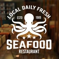 Seafood Sign Local Daily Fresh Wall Sticker Vinyl Interior Decor Mural Restaurant Window Deccals Dining Removable Wallpaper 3616