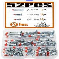 52pcs Heavy Zinc Plated Steel Molly Bolt Drive Fasteners Hollow Wall Drive Anchor Screws Assortment Kit for Drywalls Hanging