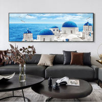 Modern Nordic กรีก Santorini Aegean Sea Views Wall Art รูปภาพภาพวาดผ้าใบพิมพ์โปสเตอร์ห้องนั่งเล่นตกแต่งบ้าน Background