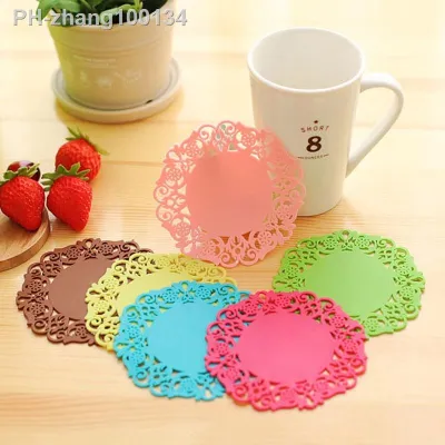 5Pcs Flower Shape PVC Cup Mats tableware Placemat Kitchen Accessories Coaster Pad Thermal Insulation Cooking Tools